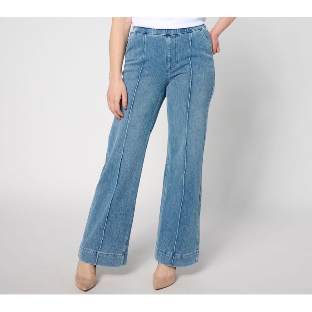 Revers-A-Brella Women's Petite Pants 14P Knit Denim Trouser Jean w Blue A631732